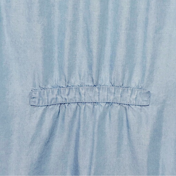 Soft Surroundings Eventide Tencel Chambray Pleated Button Front Blue Blouse - Picture 9 of 11